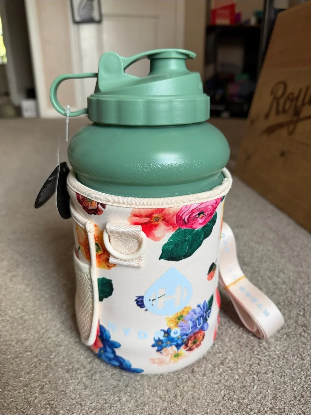 HydroJug Bottle Floral Neoprene Holder Sage Green